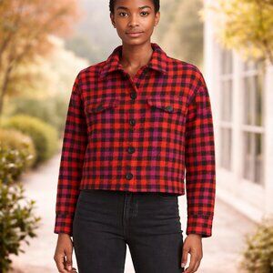 Sanctuary SZ S The Roller Shacket Red Pink Orange Black Plaid